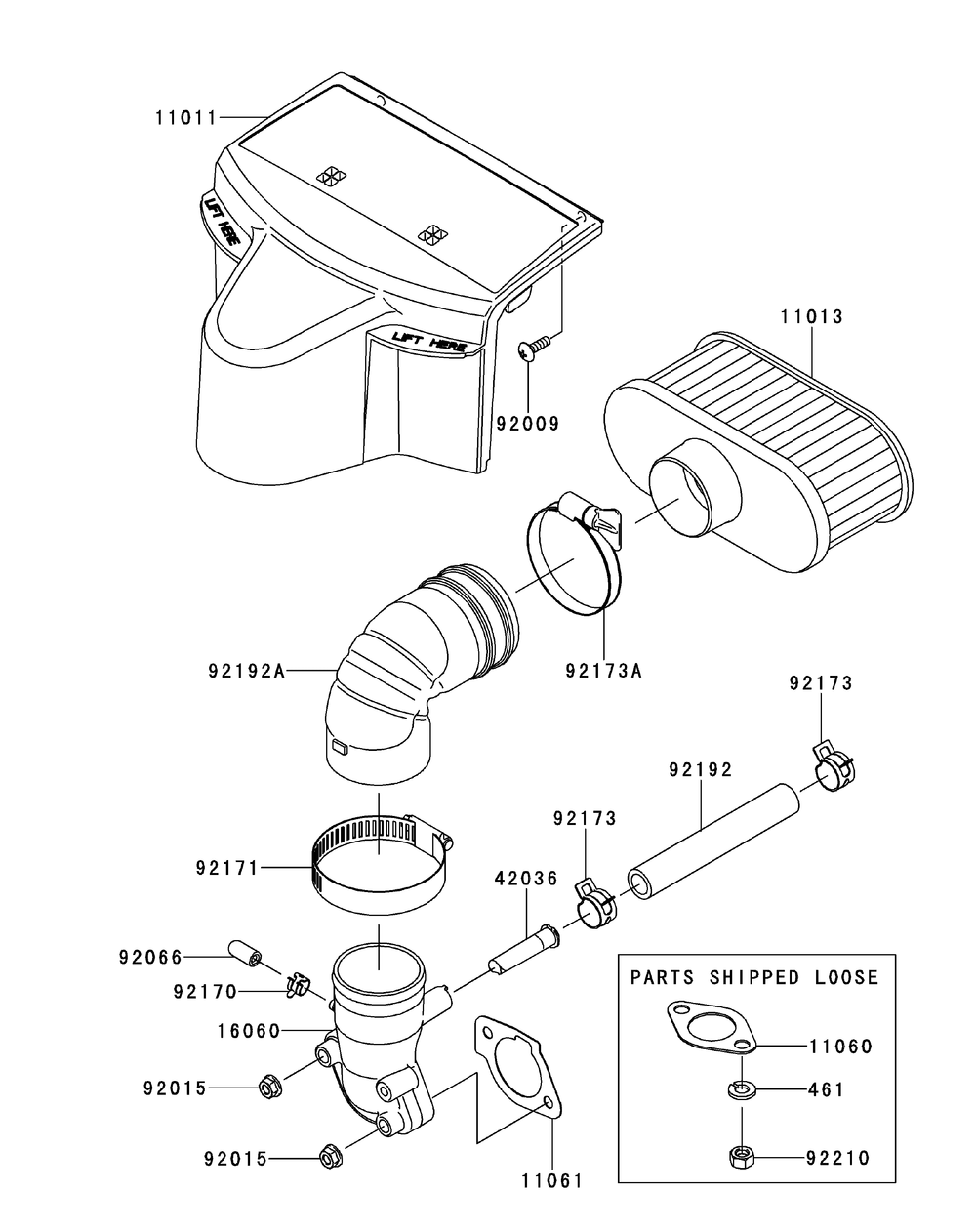 Kawasaki Fr730v-As05 Air Filter And Muffler Diagram and Parts List for Z-FORCELZ54 (17BIDAGC-17BIDAGC010)(2015) Cub Cadet Lawn Tractor